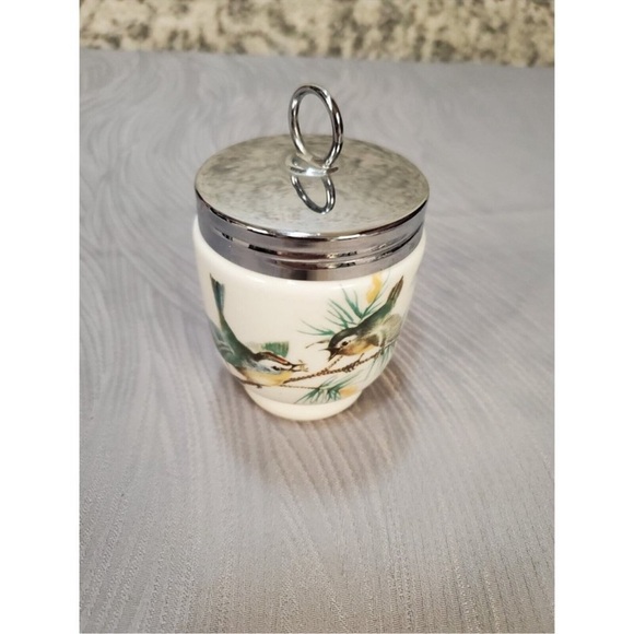 Vintage ROYAL WORCESTER PORCELAIN - EGG CODDLER w Woodland Wren Birds - Picture 3 of 4